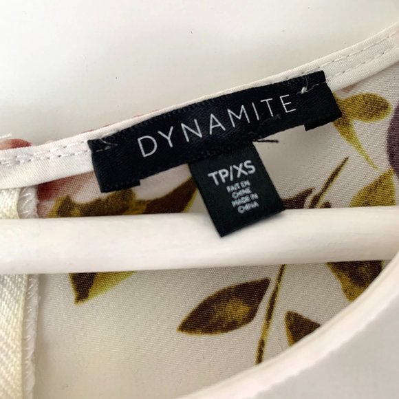 Dynamite Zipper Back Tank WHITE W/PINK FLORAL - Picture 3 of 12